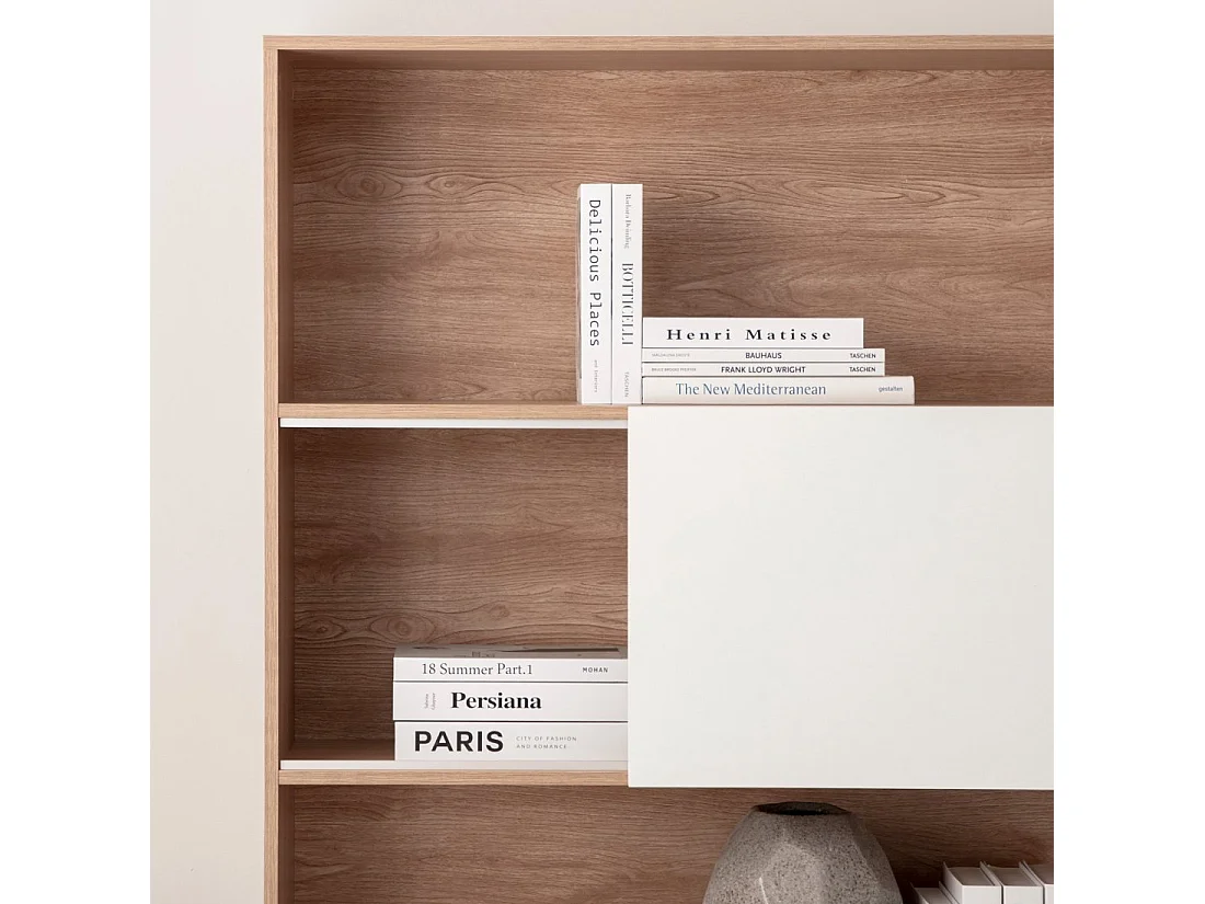 Étagère haute en bois naturel-blanc 110x174 cm-Denver