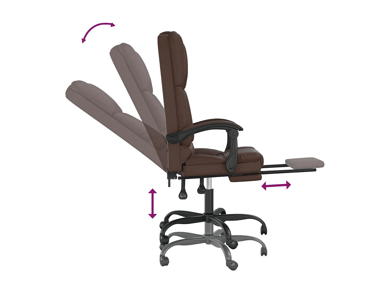 Fauteuil de massage inclinable de bureau Marron Similicuir