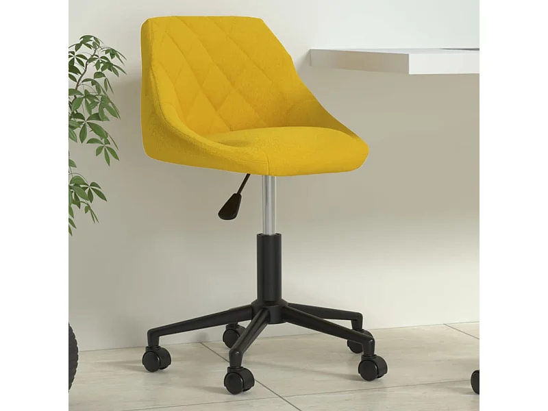 Silla giratoria de oficina de terciopelo amarillo mostaza