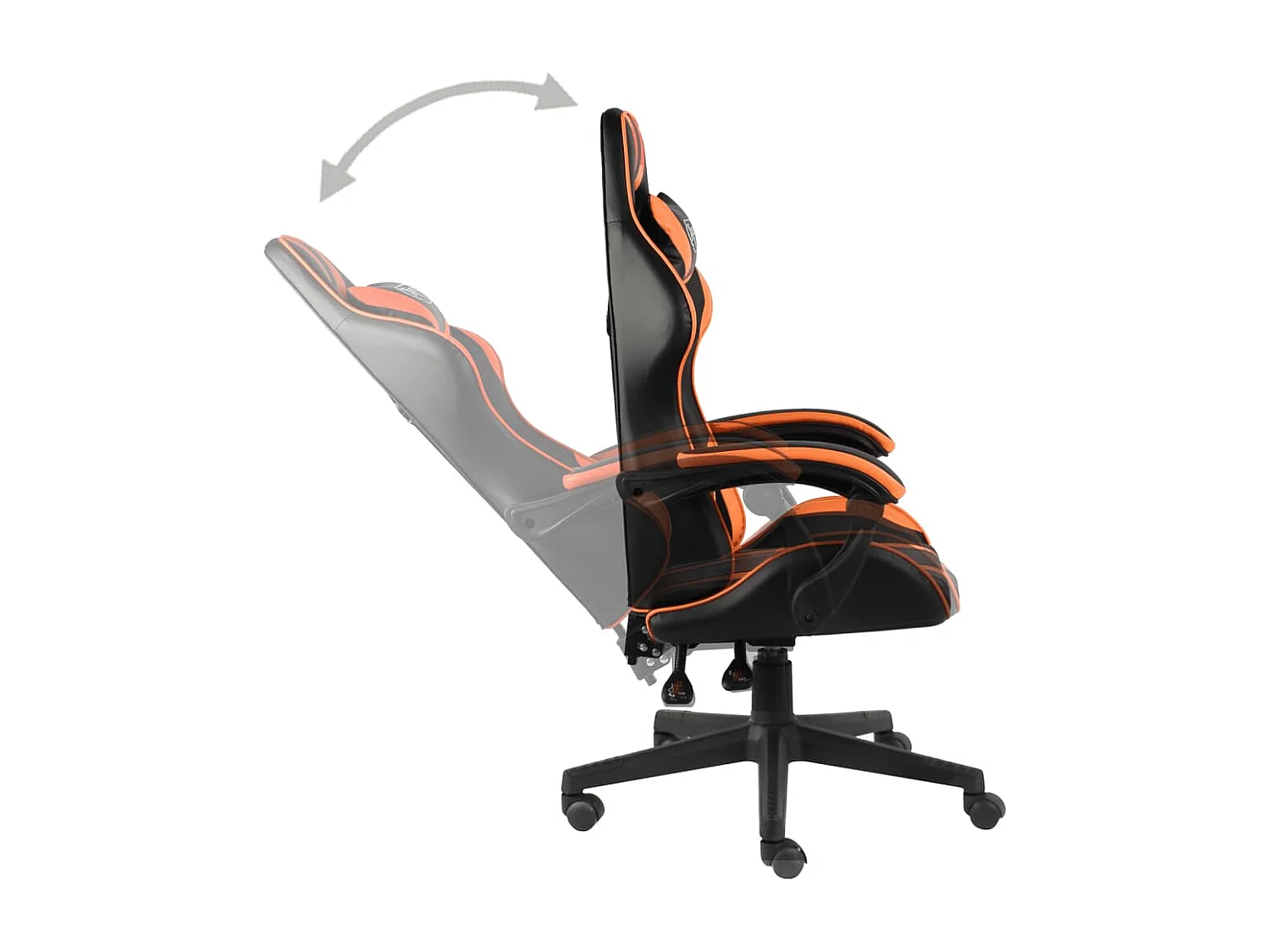 Silla para videojuegos de piel sintética de color negro y naranja