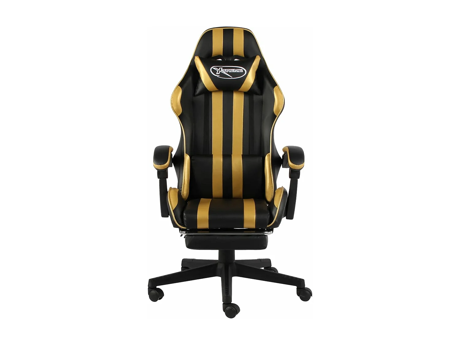 Fauteuil de jeux vidéo avec repose-pied Noir et doré Similicuir