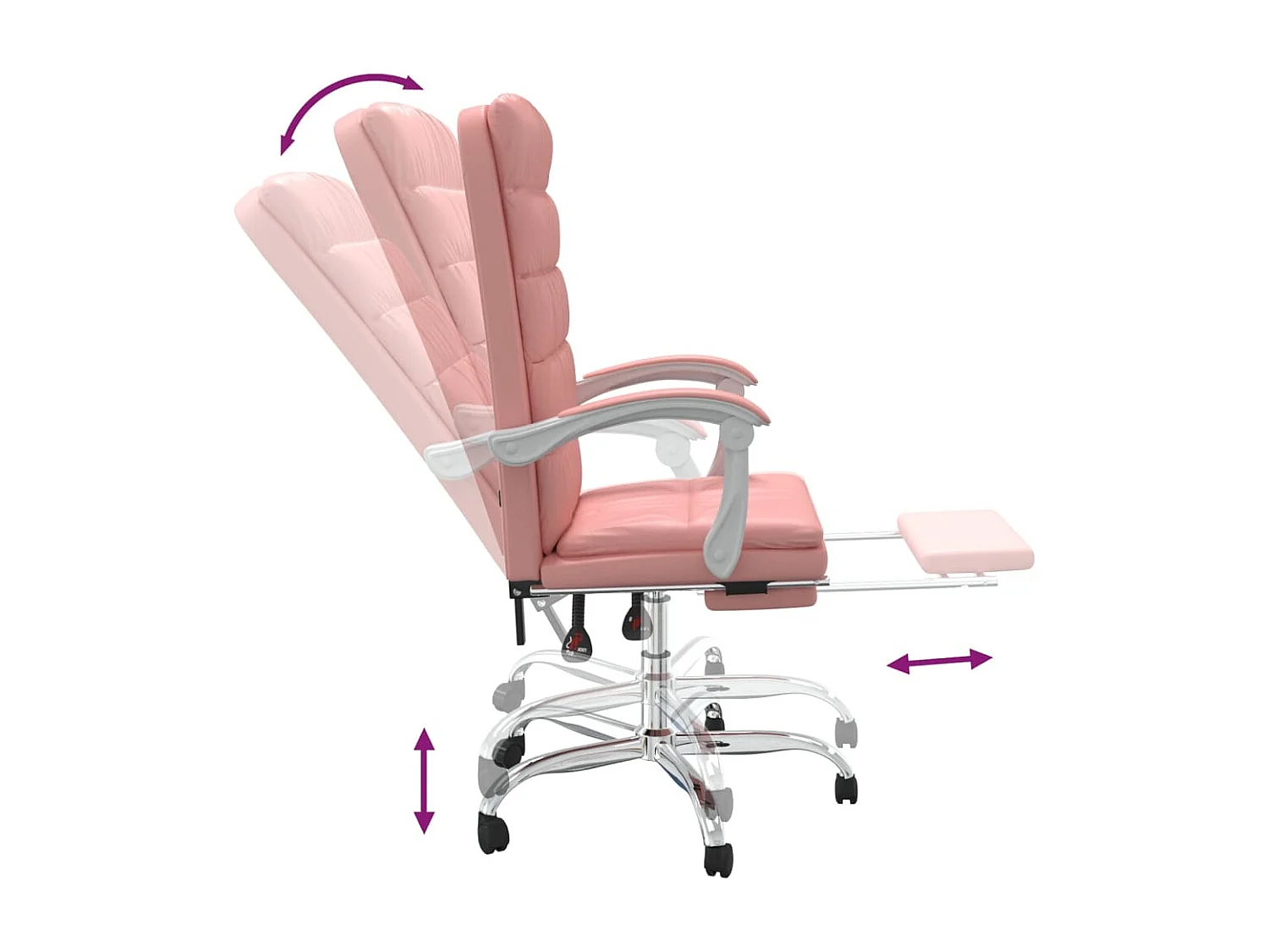 Fauteuil inclinable de bureau Rose Similicuir