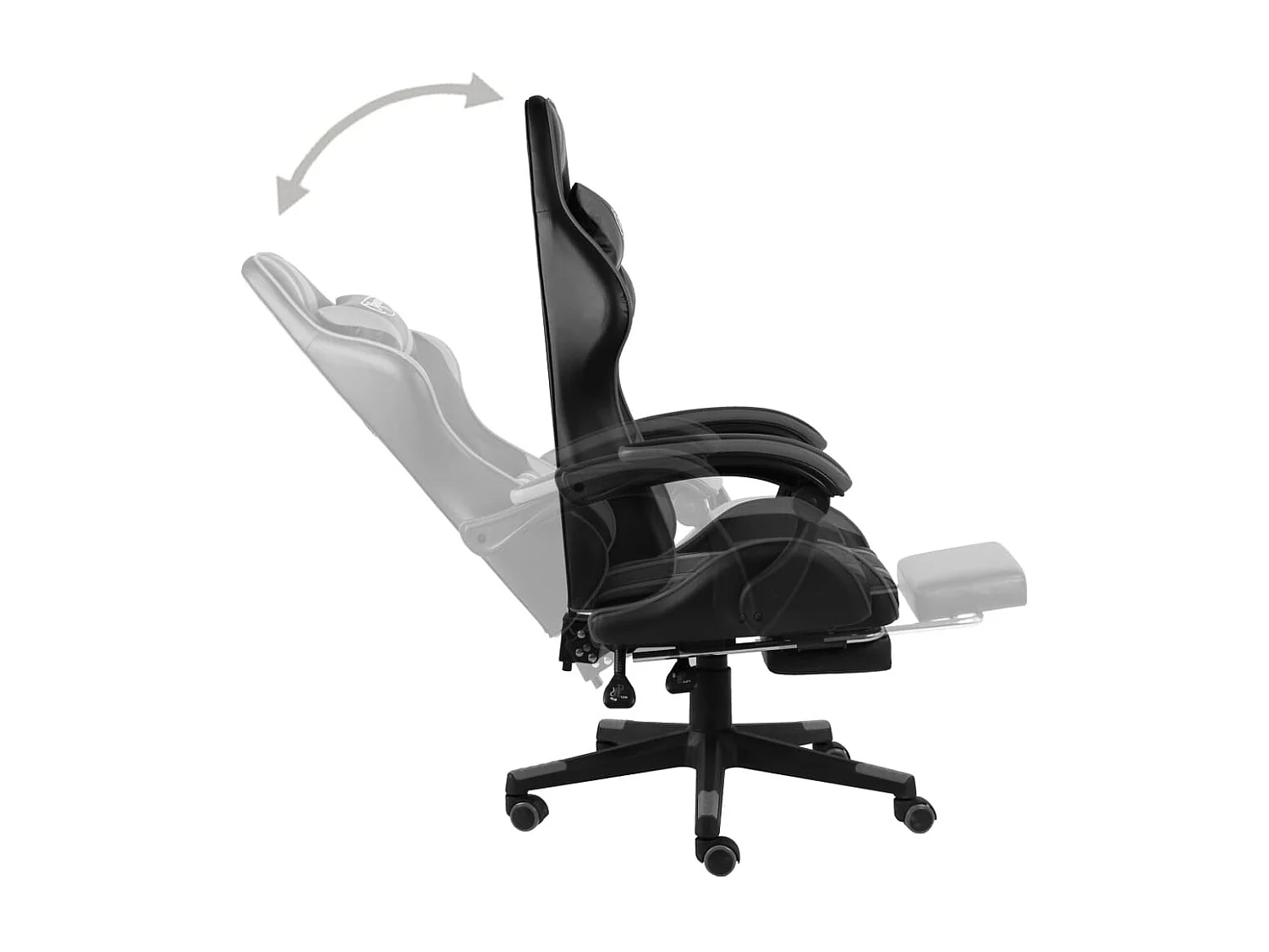 Fauteuil de jeux vidéo avec repose-pied Noir et gris Similicuir