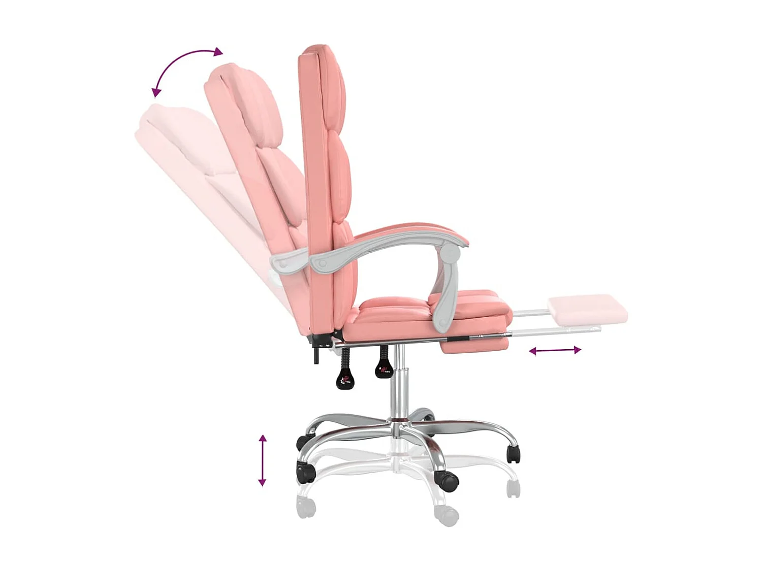 Fauteuil inclinable de bureau Rose Similicuir