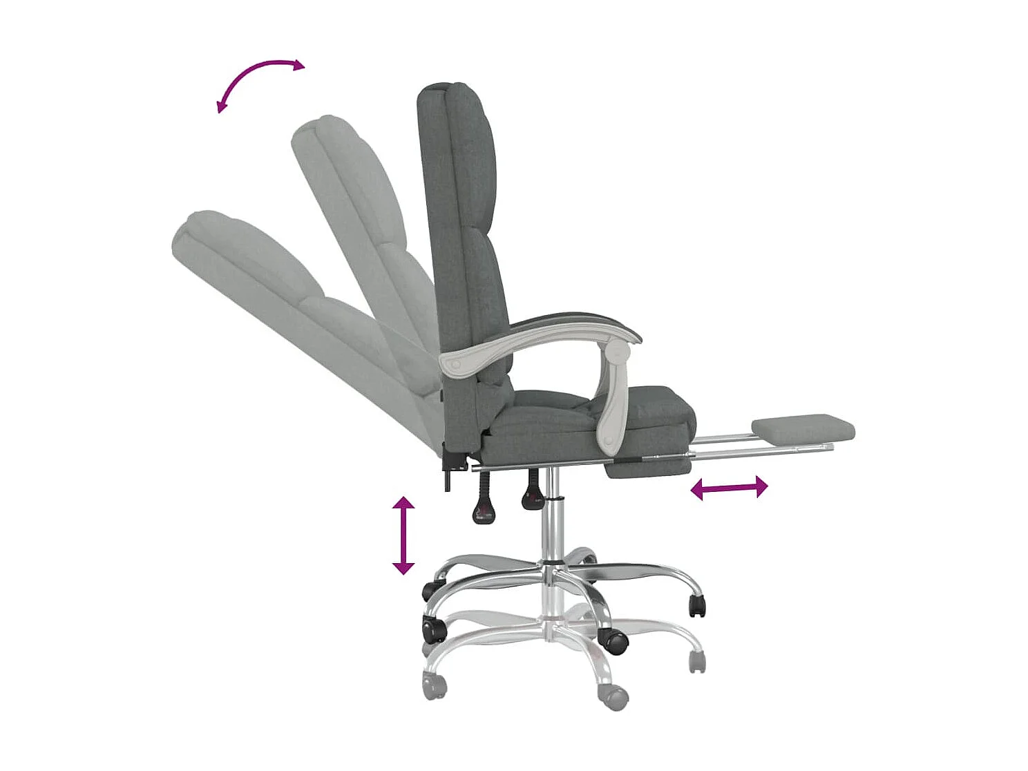 Sillón masajeador reclinable de oficina de tela gris oscuro