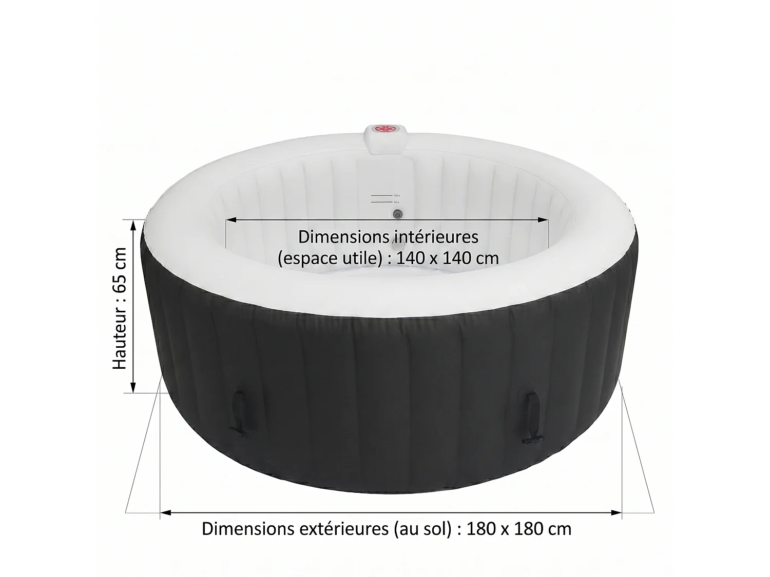 Aufblasbarer Whirlpool für 4 Personen, rund, Modell "Ospazia" – Durchmesser: 180 cm – inklusive Filter und Abdeckplane