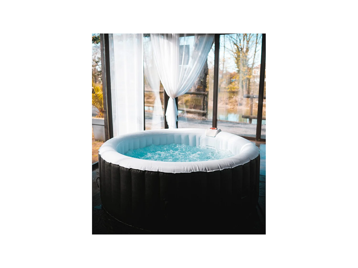 Aufblasbarer Whirlpool für 4 Personen, rund, Modell "Ospazia" – Durchmesser: 180 cm – inklusive Filter und Abdeckplane