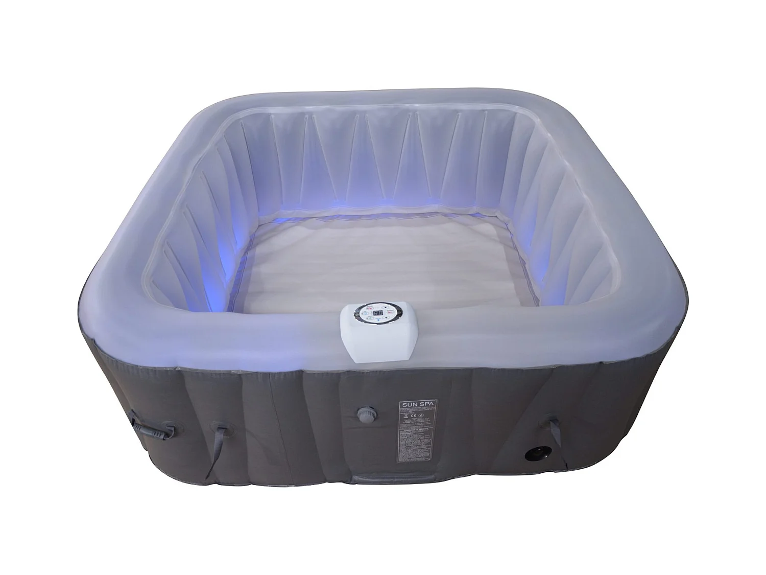 Spa gonflable 4 places carré - Sunspa - Bandeau LED inclus - Dimensions : 155 x 155 cm