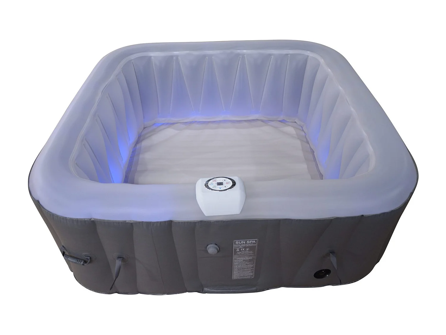 Vierkante 4-persoons opblaasbare spa - Sunspa - Inclusief LED hoofdband - Afmetingen : 155 x 155 cm