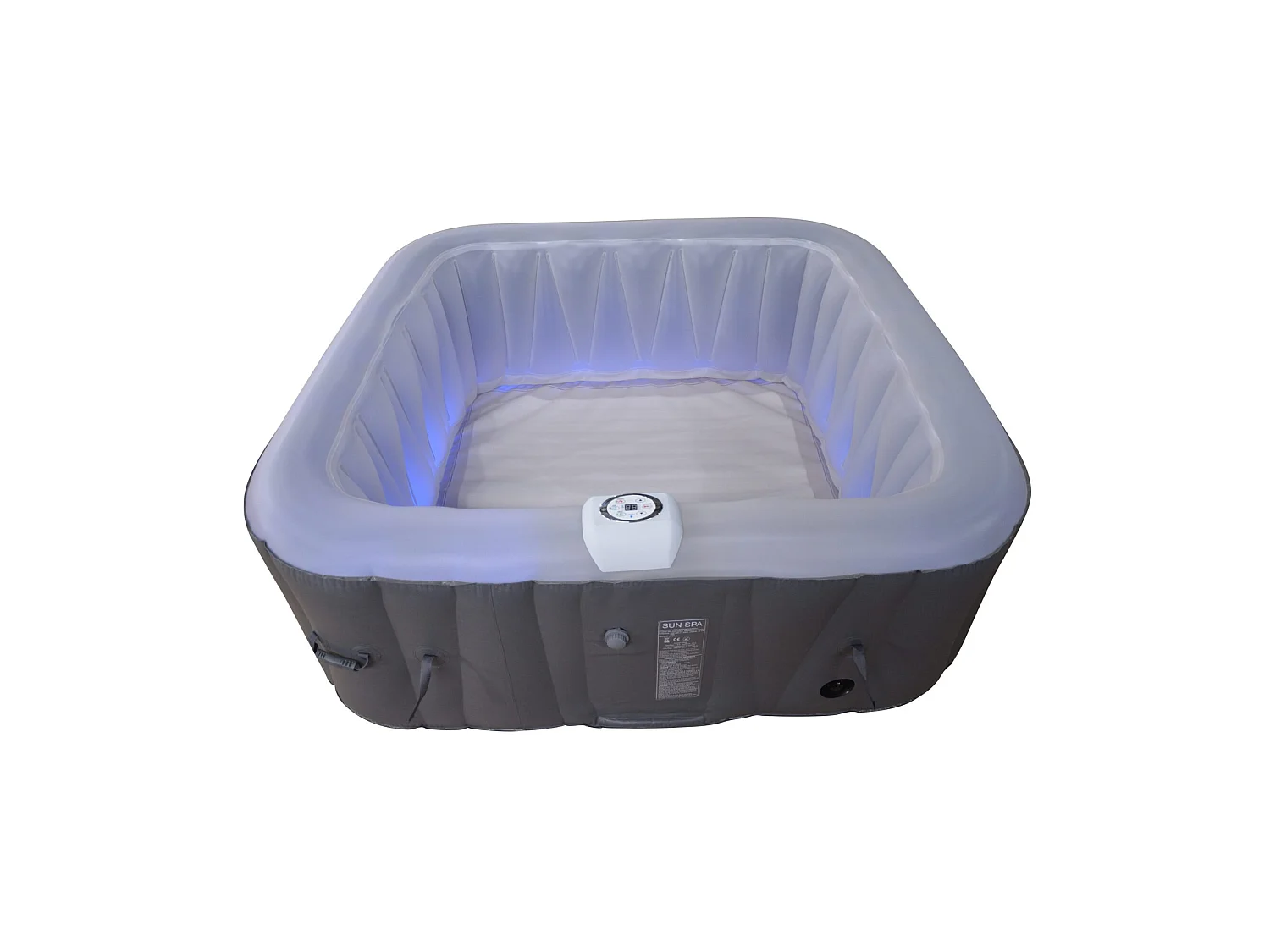 Vierkante 4-persoons opblaasbare spa - Sunspa - Inclusief LED hoofdband - Afmetingen : 155 x 155 cm