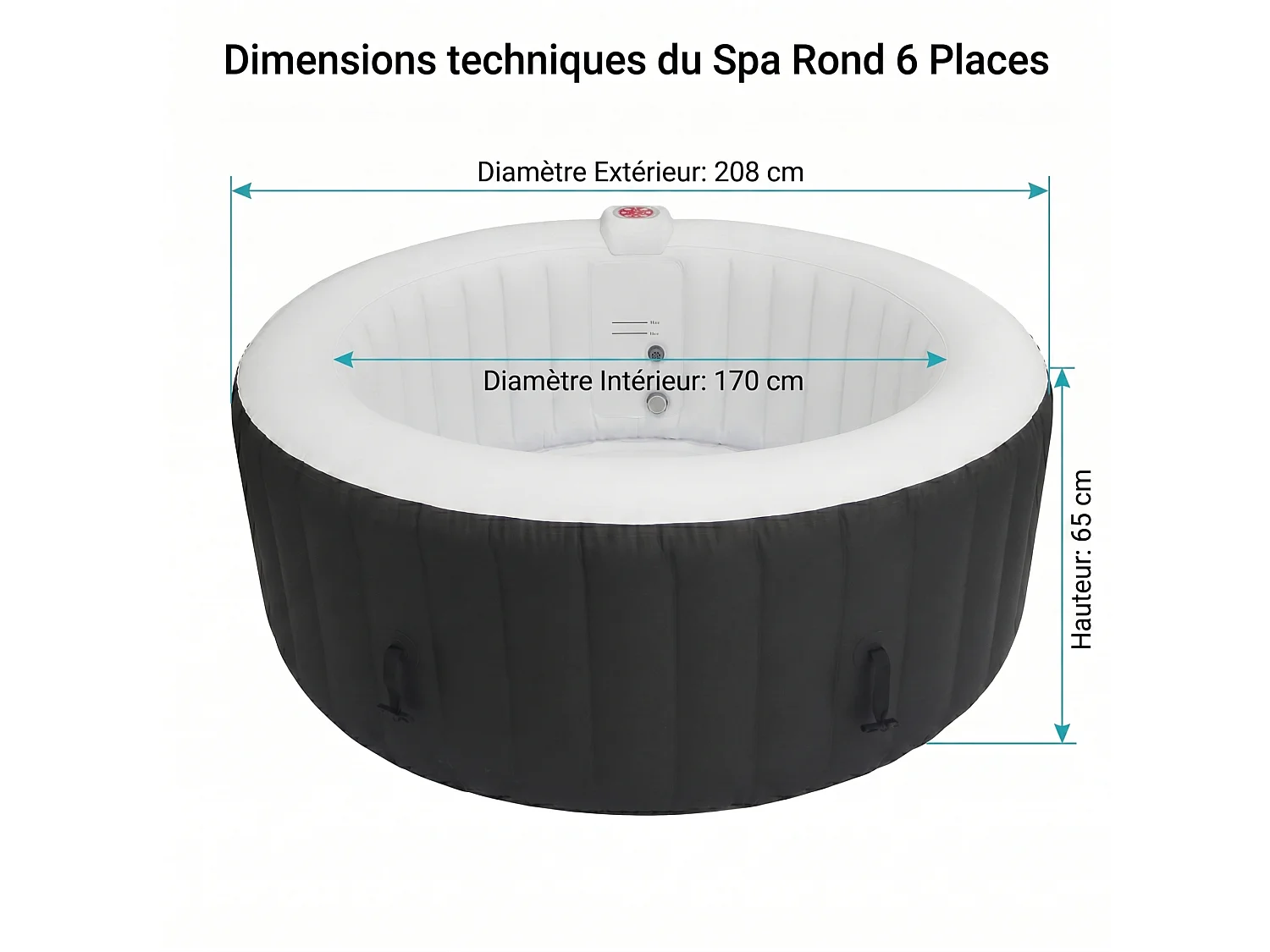 Spa gonfiabile rotonda a 6 posti - Ospazia - Diametro: 208 cm - Filtro e copertura inclusi