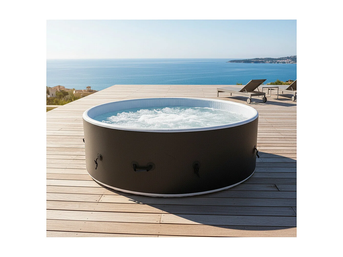 Spa gonflable 6 places rond en Dropstitch - Ospazia - Diamètre : 180 cm - Filtre et bâche inclus