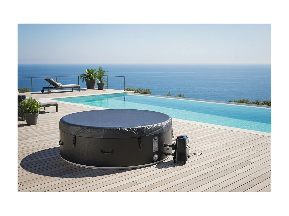 Een 6-persoons golfbad in Dropstitch- Ospazia - Diameter: 200 cm - Filter en doek inbegrepen