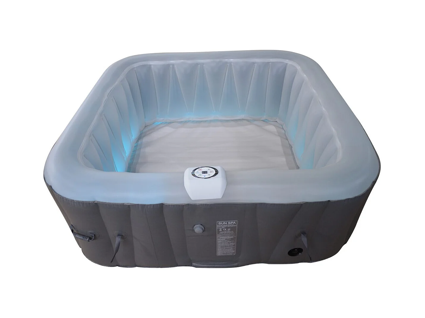 Spa gonflable 6 places carré - Sunspa - Bandeau LED inclus - Dimensions : 185 x 185 cm