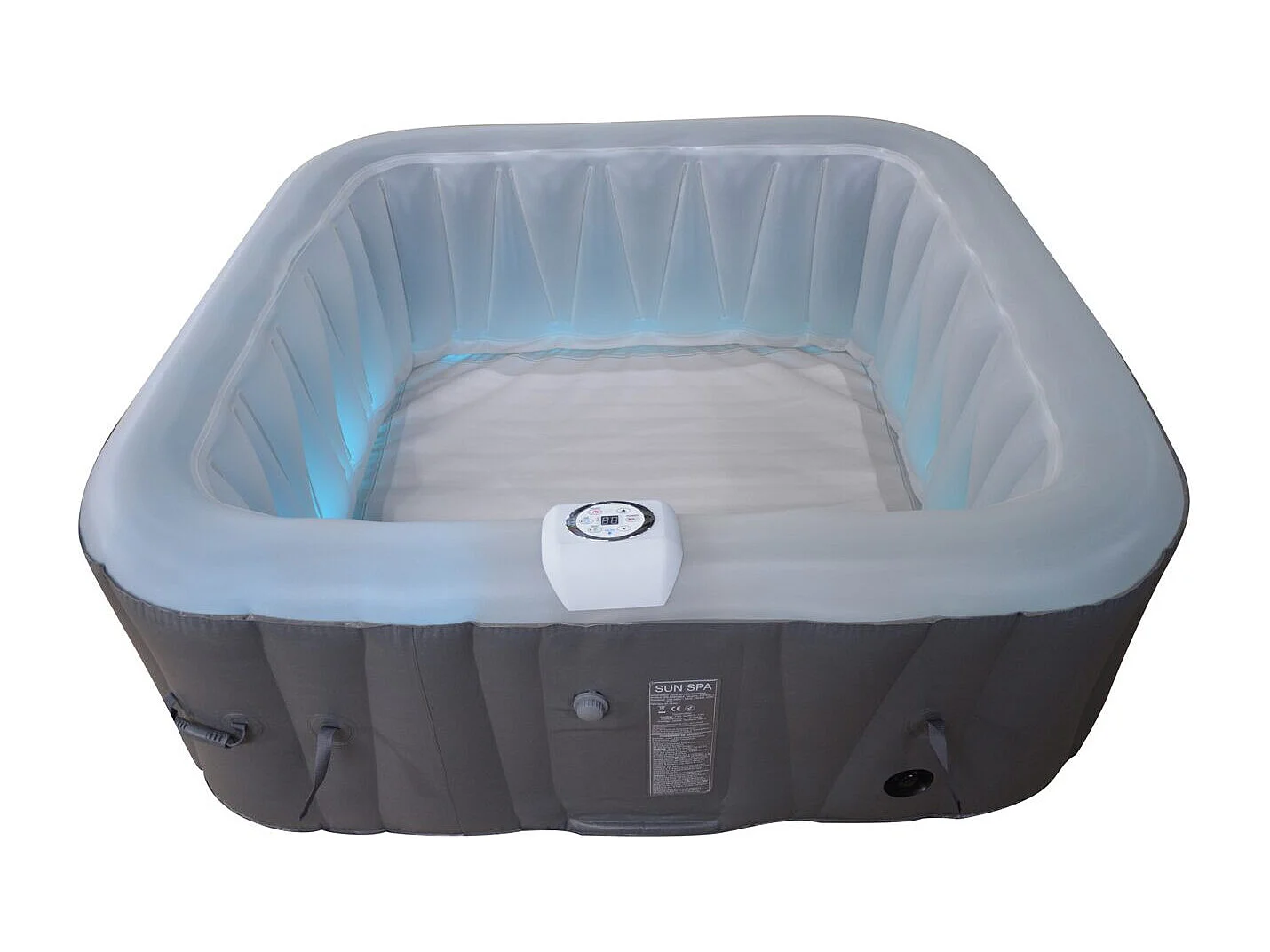 Quadratischer aufblasbarer Whirlpool für 6 Personen - Sunspa - Inklusive LED-Band - Maße: 185 x 185 cm