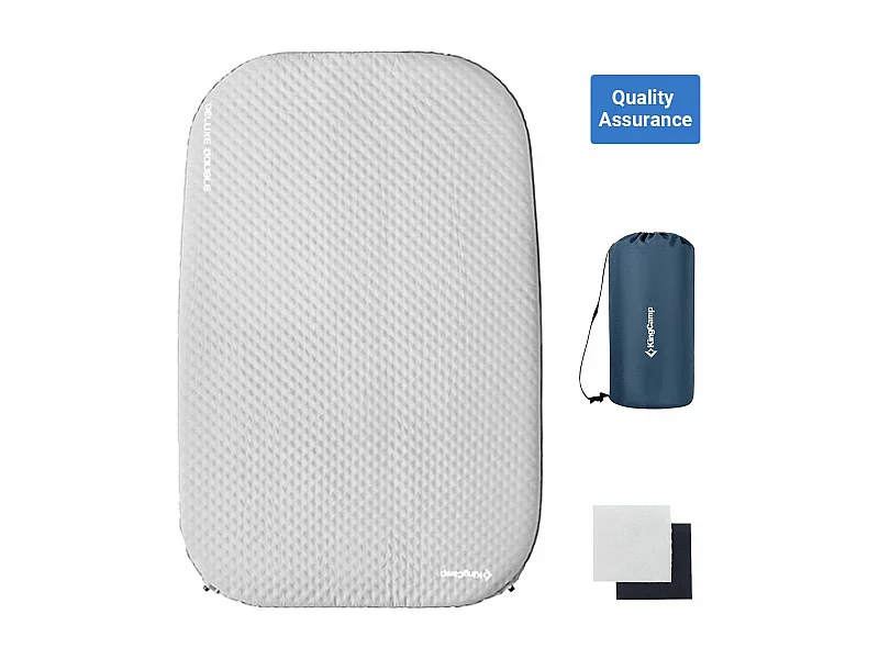 Matelas gonflable double - Kingcamp - Gris - Sac de transport inclus - 198 x 7,5 x 130 cm