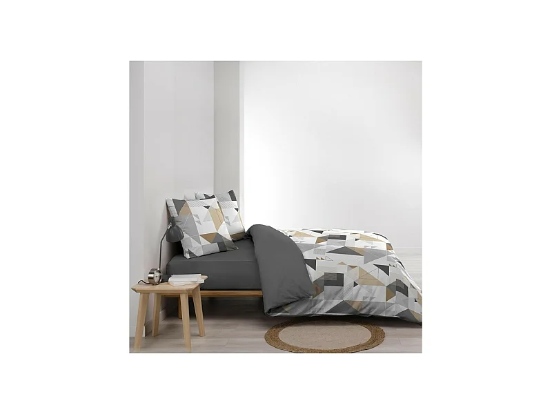 Parure de Lit 3 Pièces "Trigone" 240x220cm Gris
