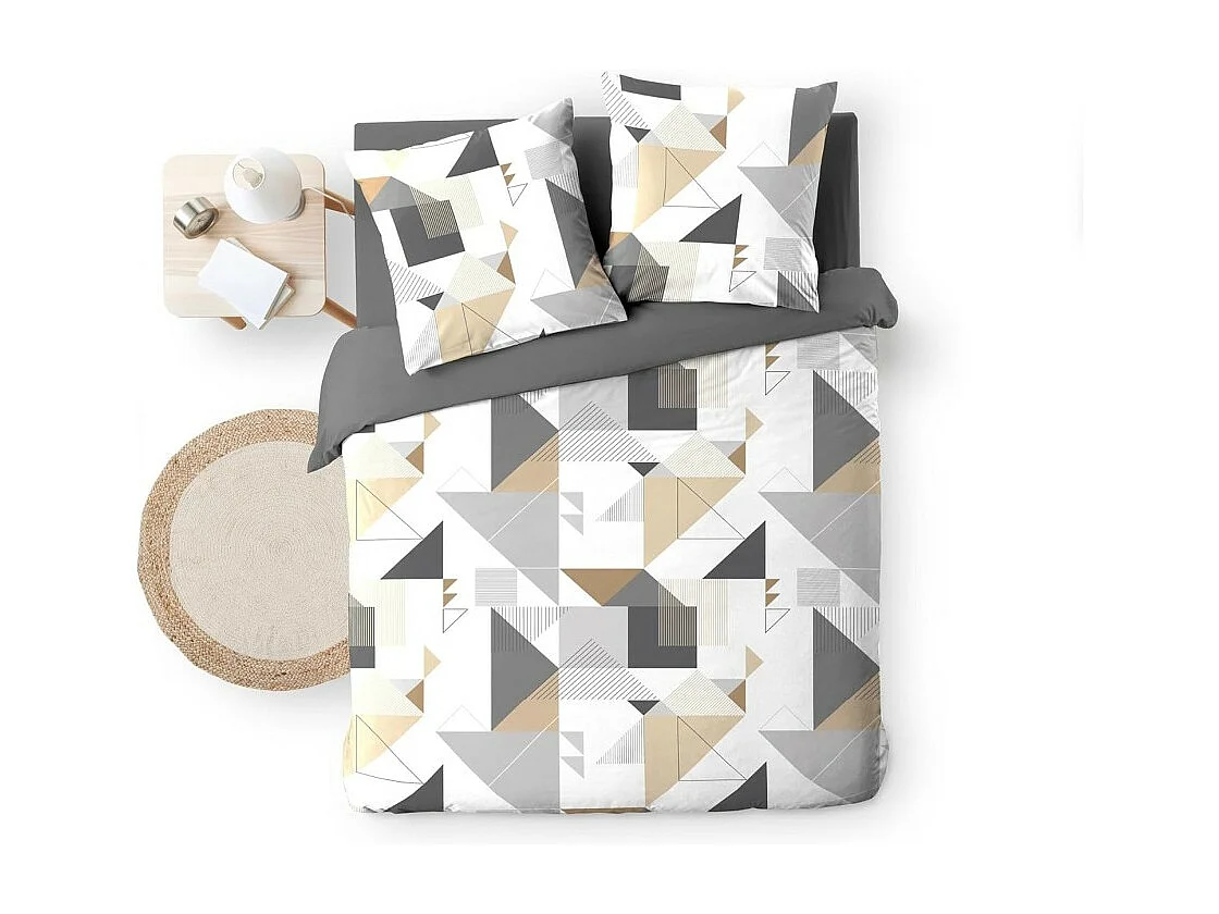 Parure de Lit 3 Pièces "Trigone" 240x220cm Gris