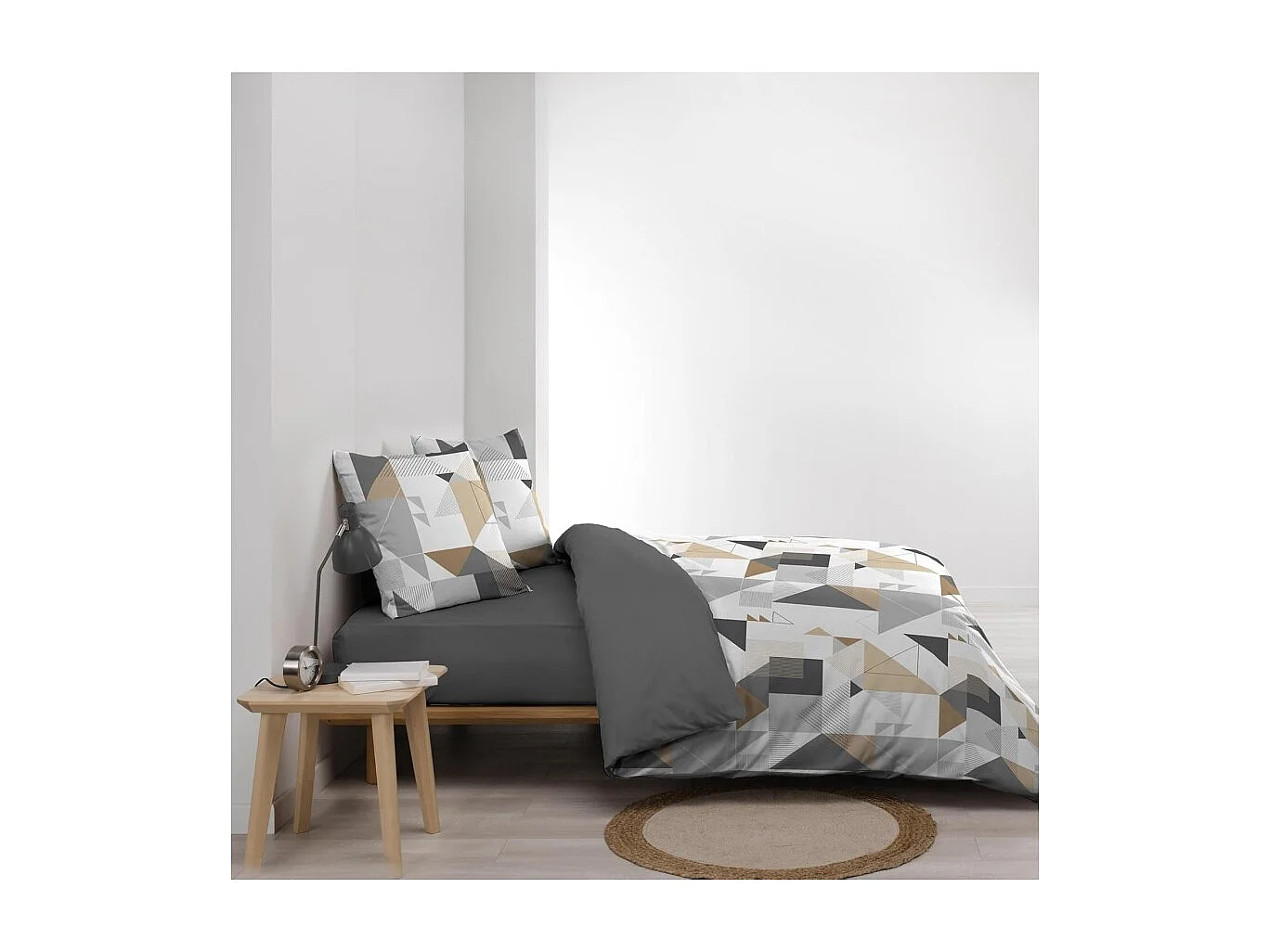 Parure de Lit 3 Pièces "Trigone" 240x220cm Gris