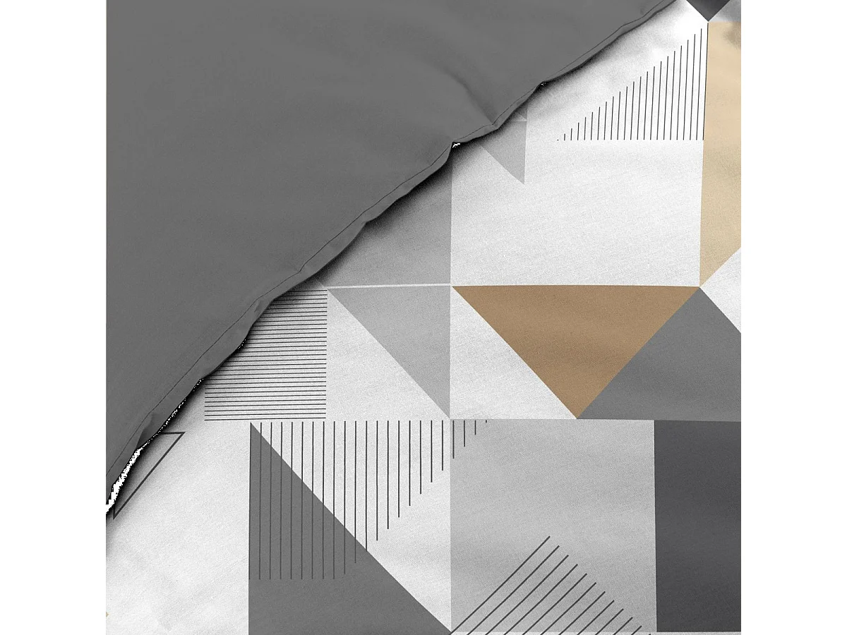 Parure de Lit 3 Pièces "Trigone" 240x220cm Gris