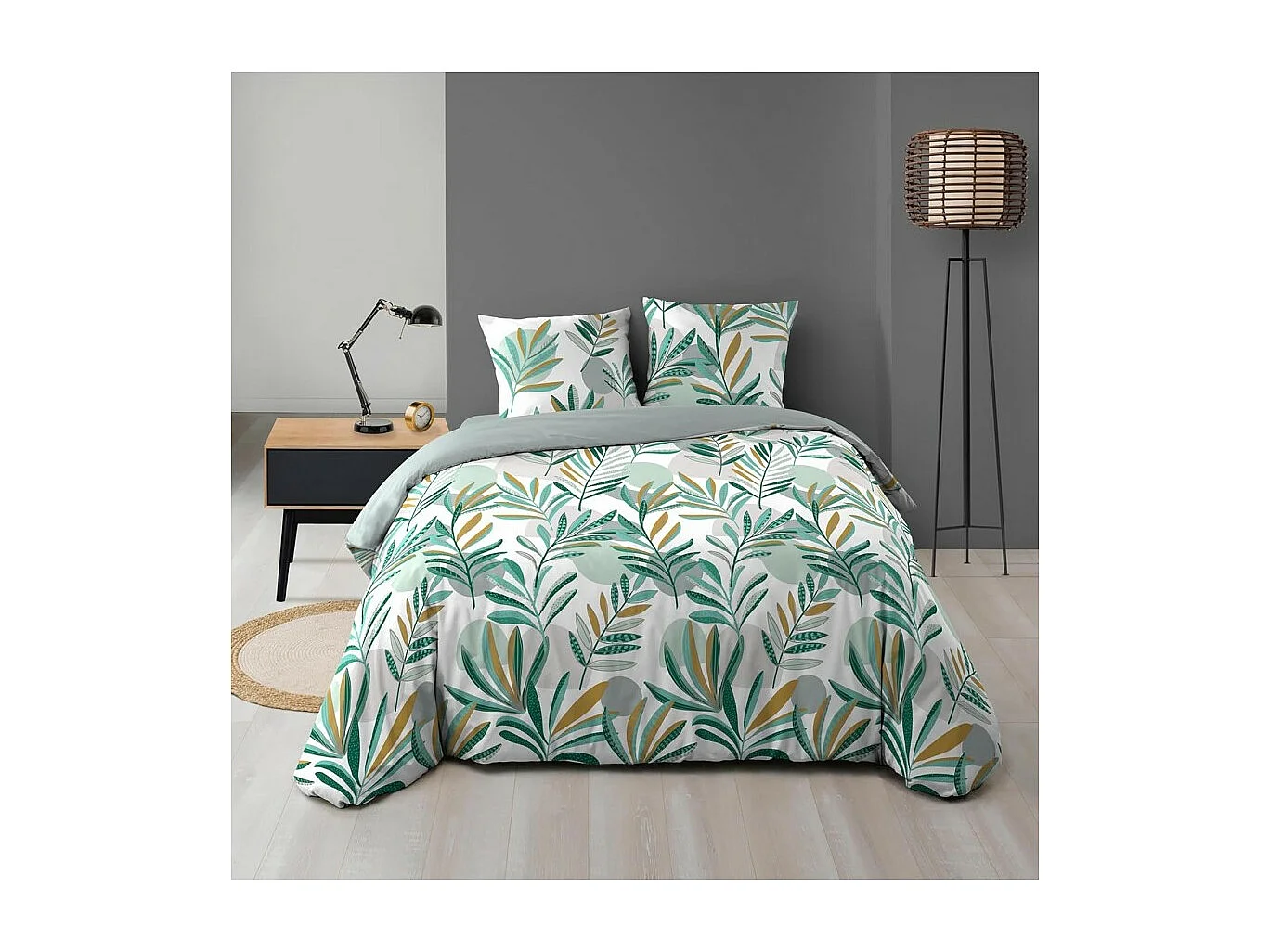 Parure de Lit 3 Pièces "Louna" 240x220cm Vert