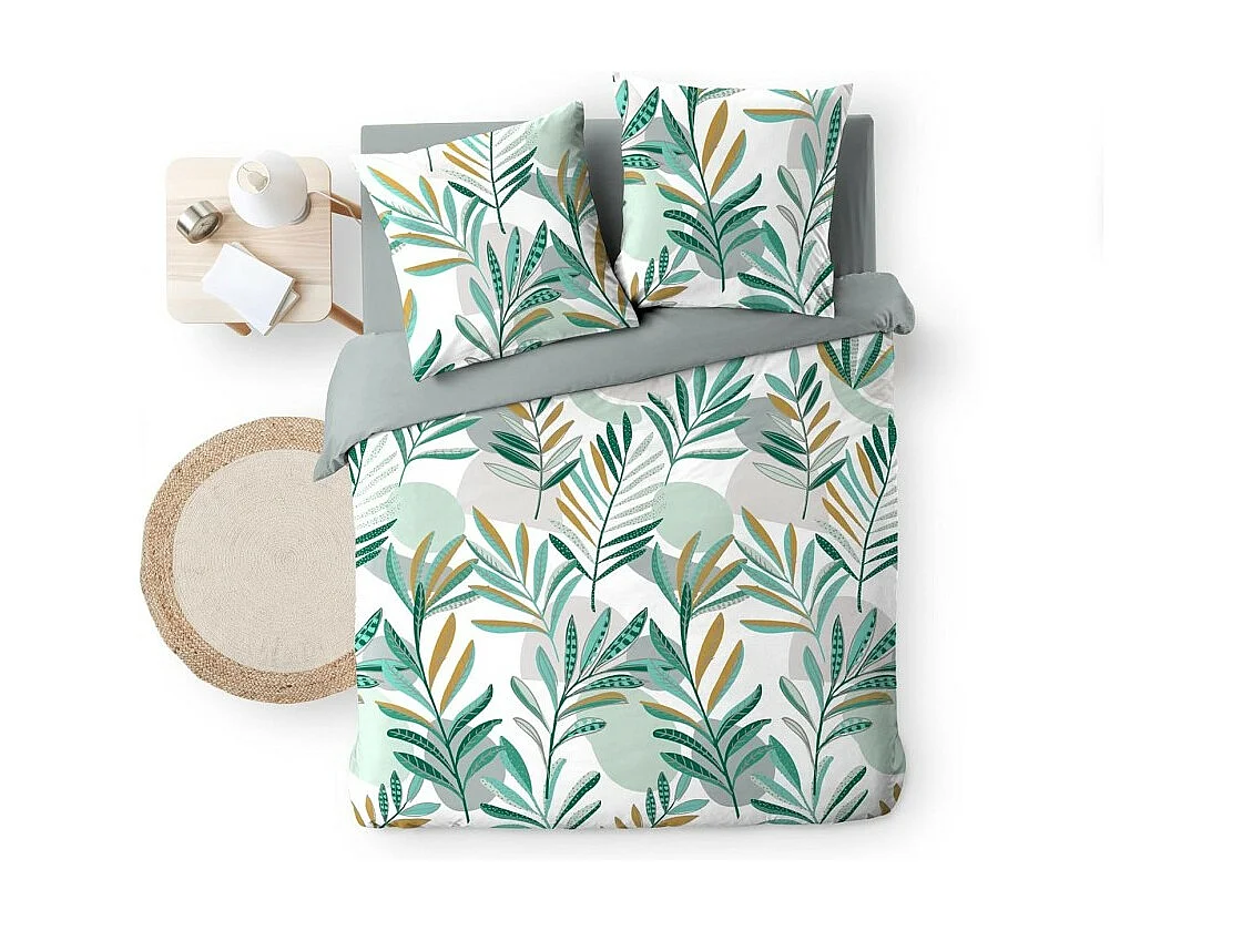 Bettwäsche-Set 3-teilig "Louna" Mikrofaser Bedruckt Grün 240x220cm