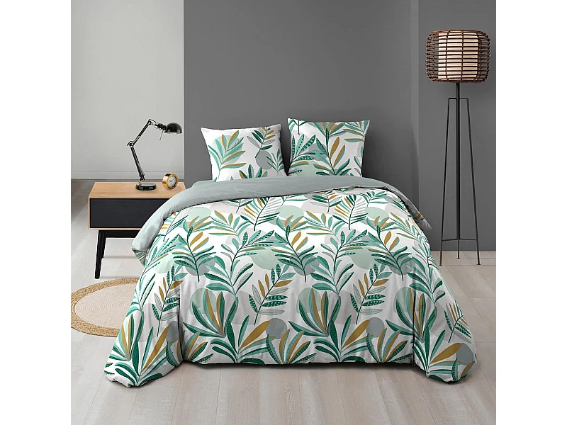 Komplet pościeli 3 częściowy "Louna" z mikrofibry zielony 240x220cm