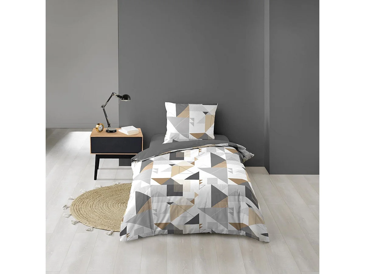 Parure de Lit 2 Pièces "Trigone" 140x200cm Gris