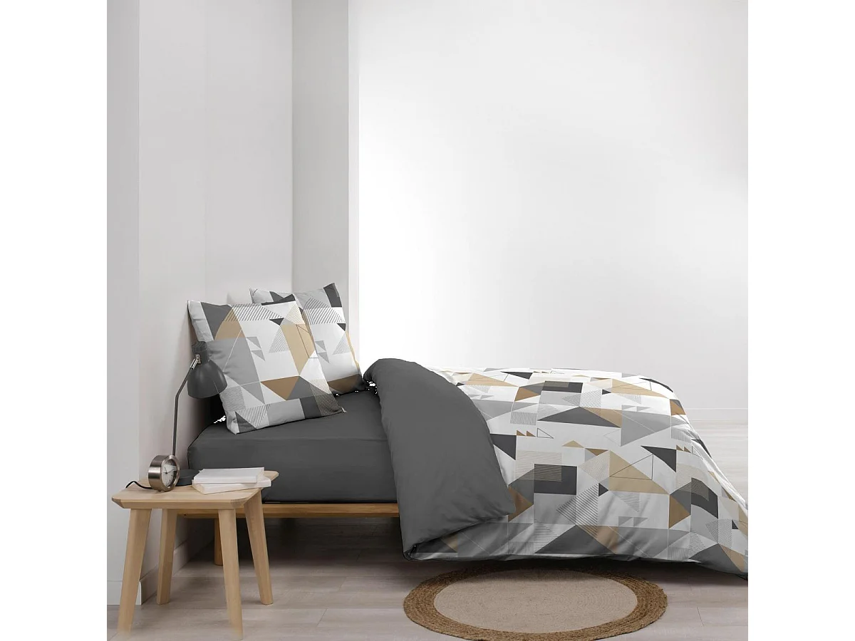 Parure de Lit 2 Pièces "Trigone" 140x200cm Gris