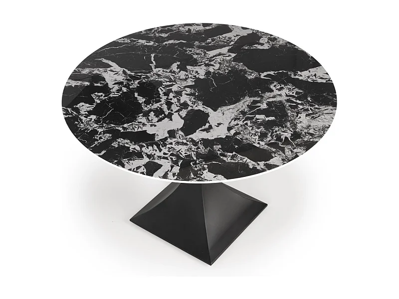 Mesa de comedor redonda de 120 cm con mármol negro y patas negras Lanuem