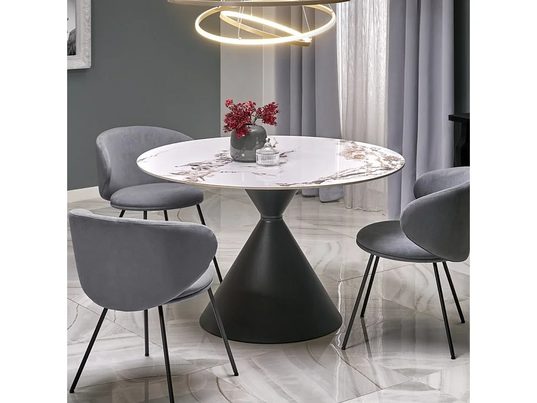 Table ronde 120cm style marbre avec pied central Mordor