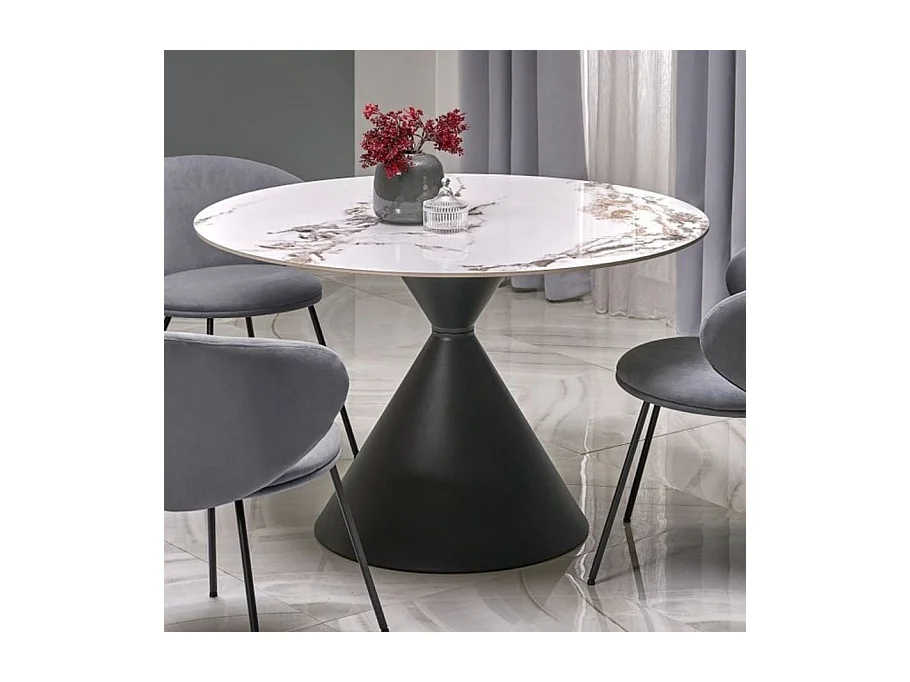Table ronde 120cm style marbre avec pied central Mordor