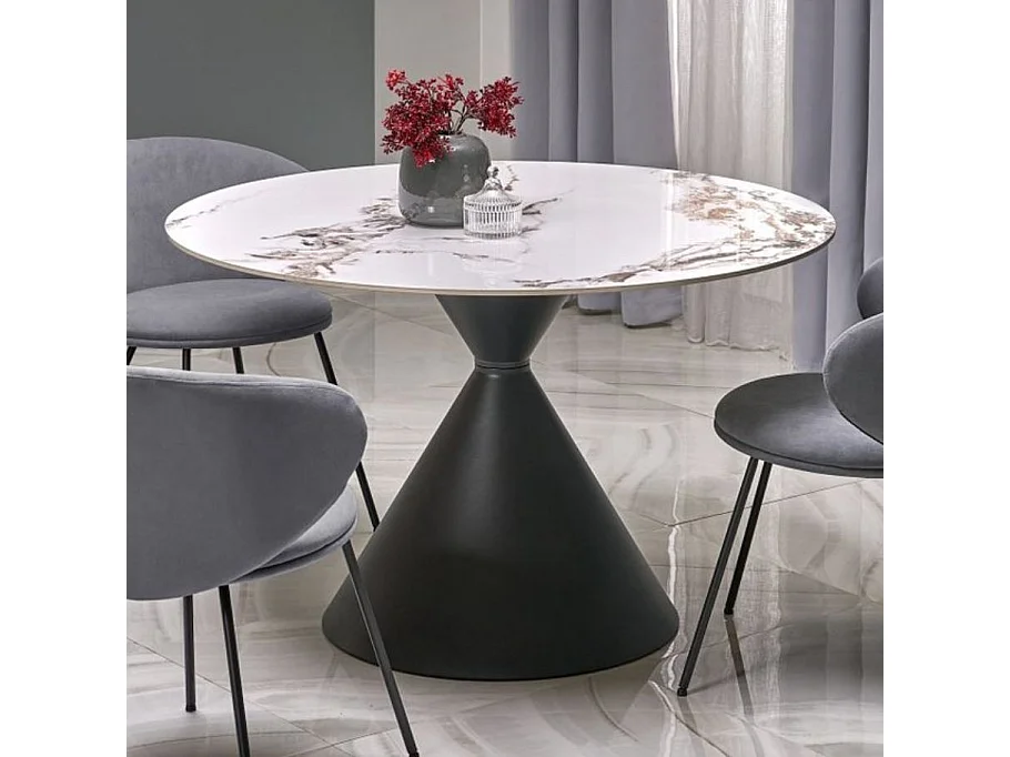 Table ronde 120cm style marbre avec pied central Mordor