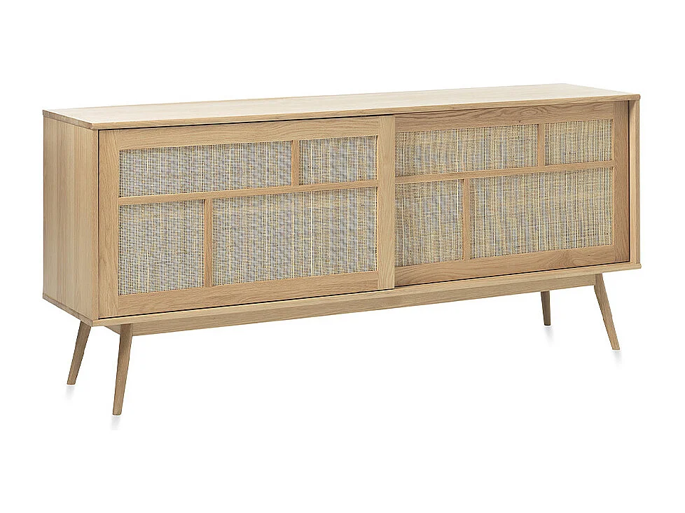Buffet 2 portes 180 cm - Bois et rotin - CAPRI