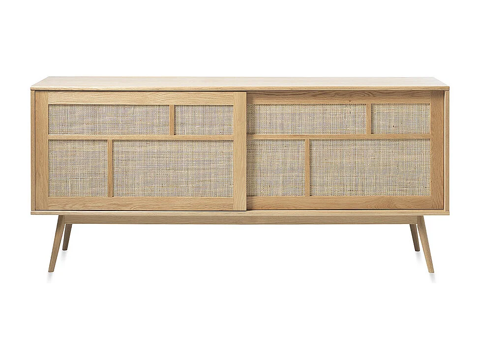 Buffet 2 portes 180 cm - Bois et rotin - CAPRI