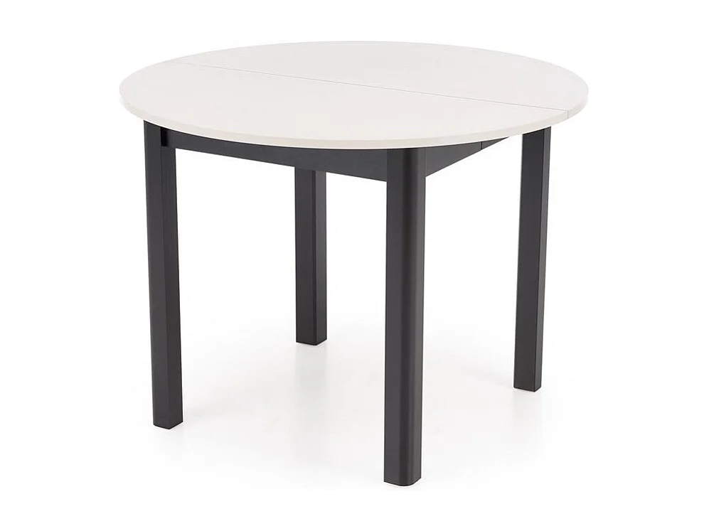 Table à manger ronde 100 cm extensible beige et noir CARENE