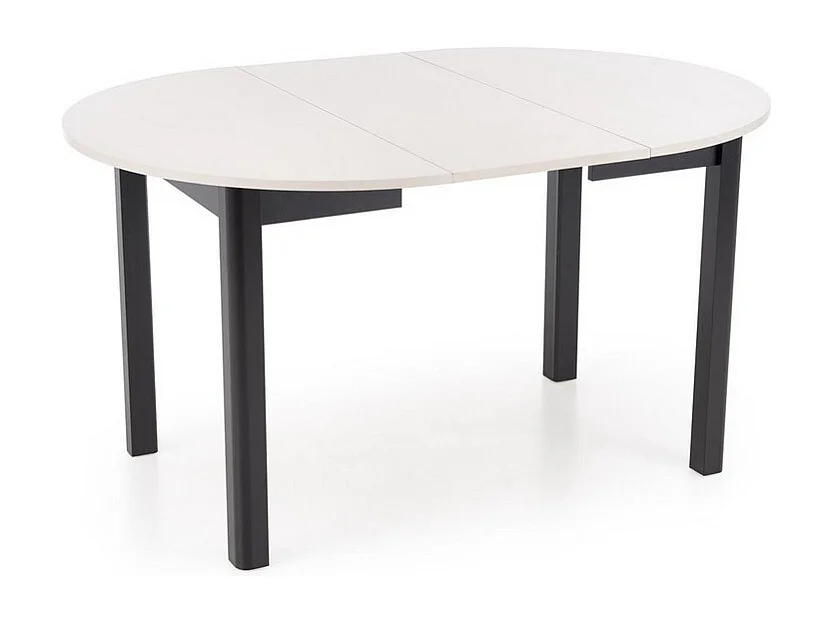 Table à manger ronde 100 cm extensible beige et noir CARENE