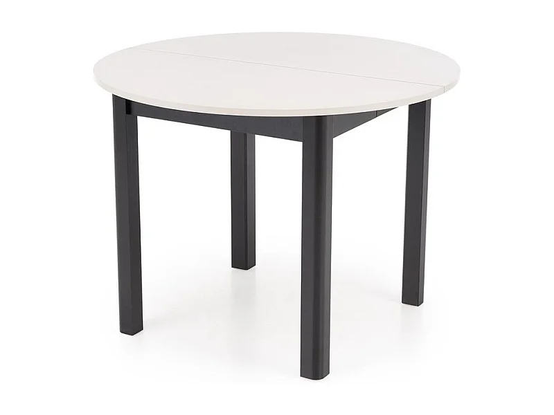 Table à manger ronde 100 cm extensible beige et noir CARENE