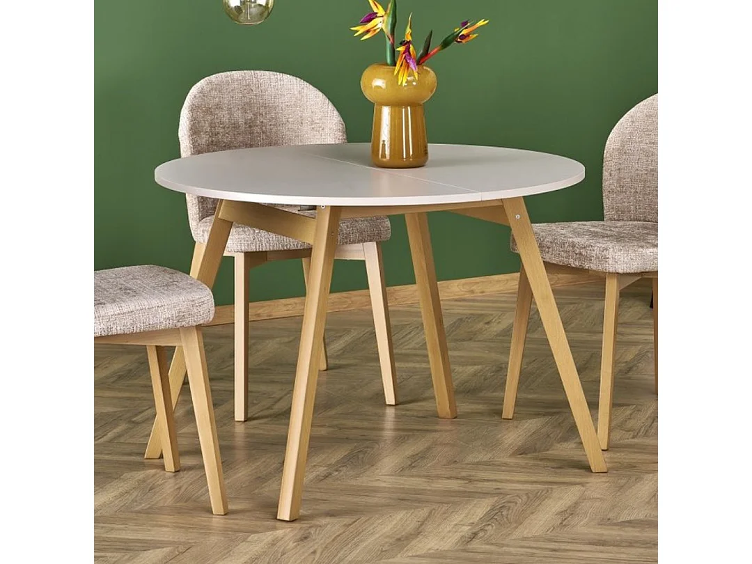 Tavolo rotondo allungabile beige e faggio 102 cm Storend