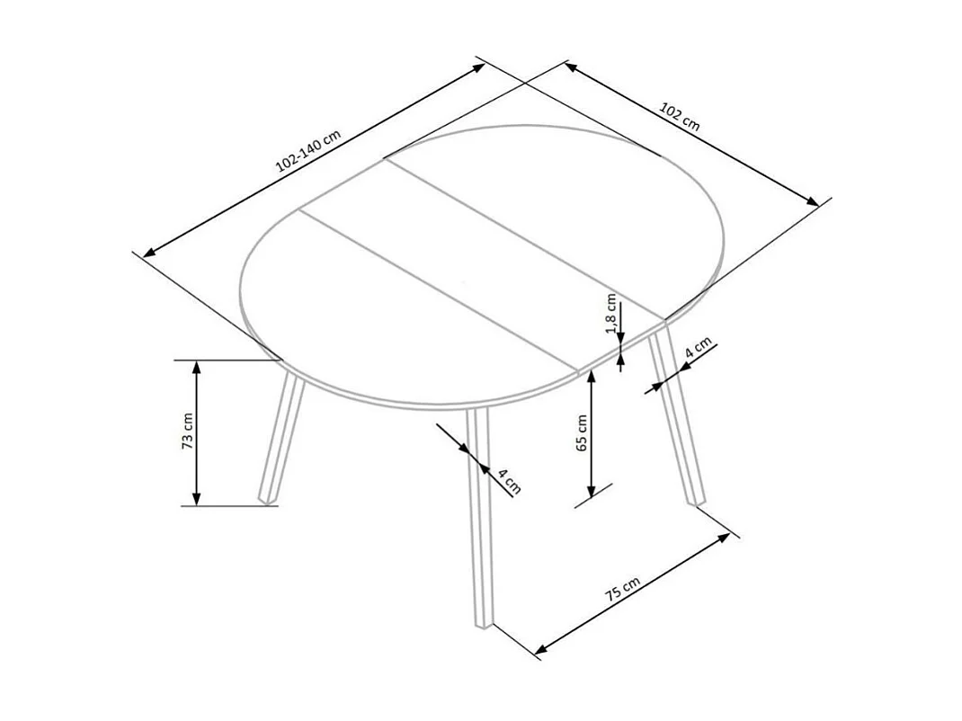 Table ronde extensible beige et hêtre 102cm Storend