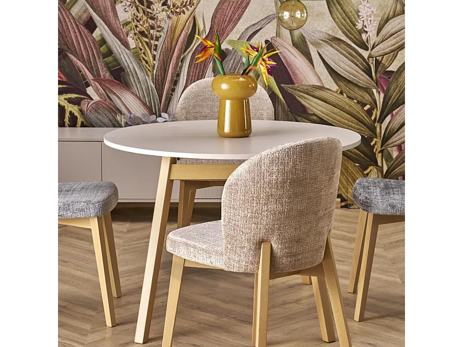 Mesa redonda extensible beige y haya 102cm Storend