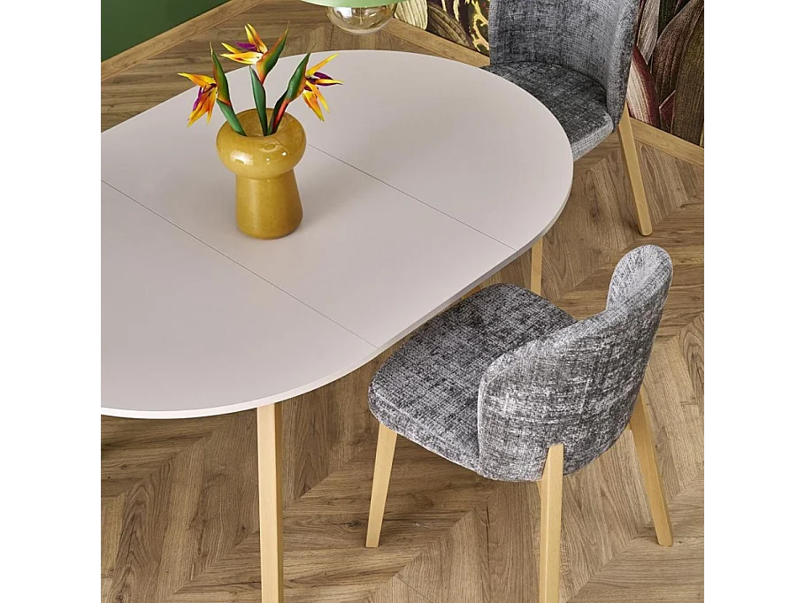 Mesa redonda extensible beige y haya 102cm Storend