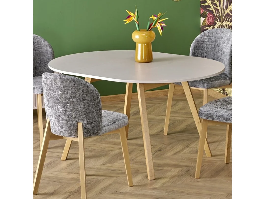 Table ronde extensible beige et hêtre 102cm Storend