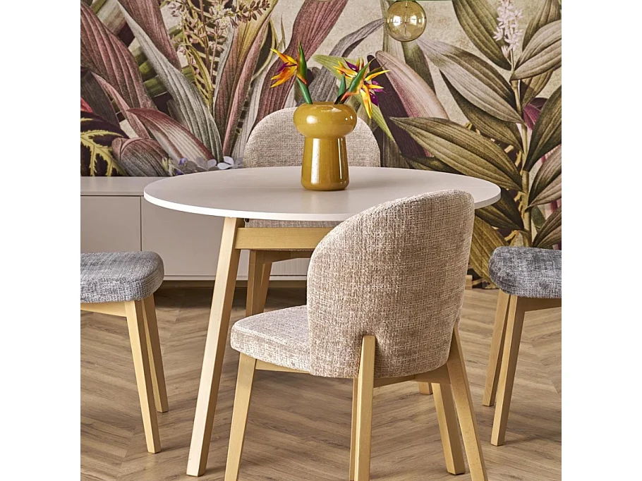 Table ronde extensible beige et hêtre 102cm Storend