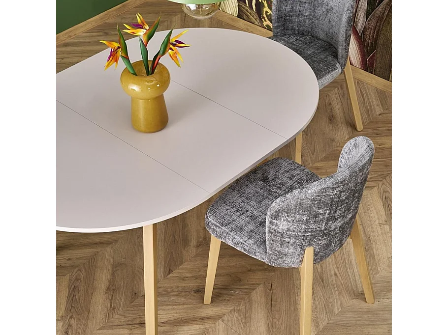 Table ronde extensible beige et hêtre 102cm Storend