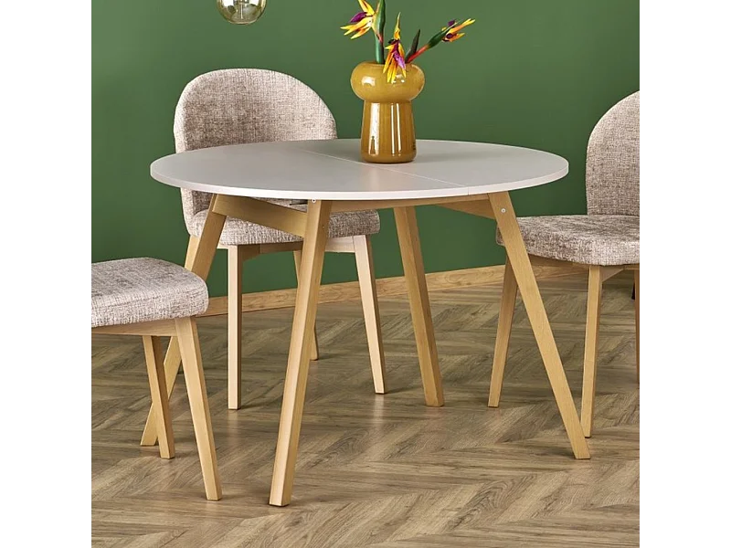 Table ronde extensible beige et hêtre 102cm Storend
