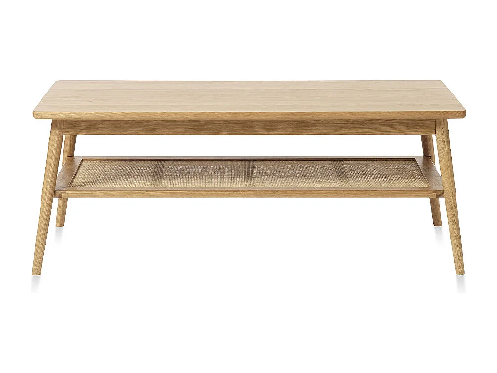 Table basse 2 plateaux 120 cm - Bois et rotin - CAPRI