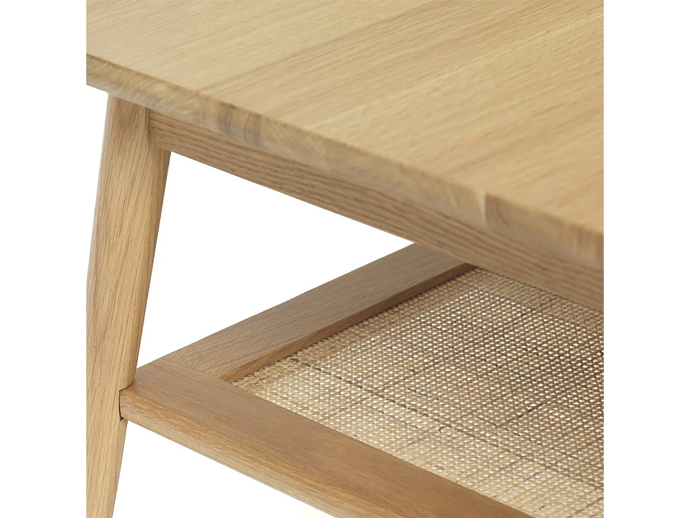 Table basse 2 plateaux 120 cm - Bois et rotin - CAPRI