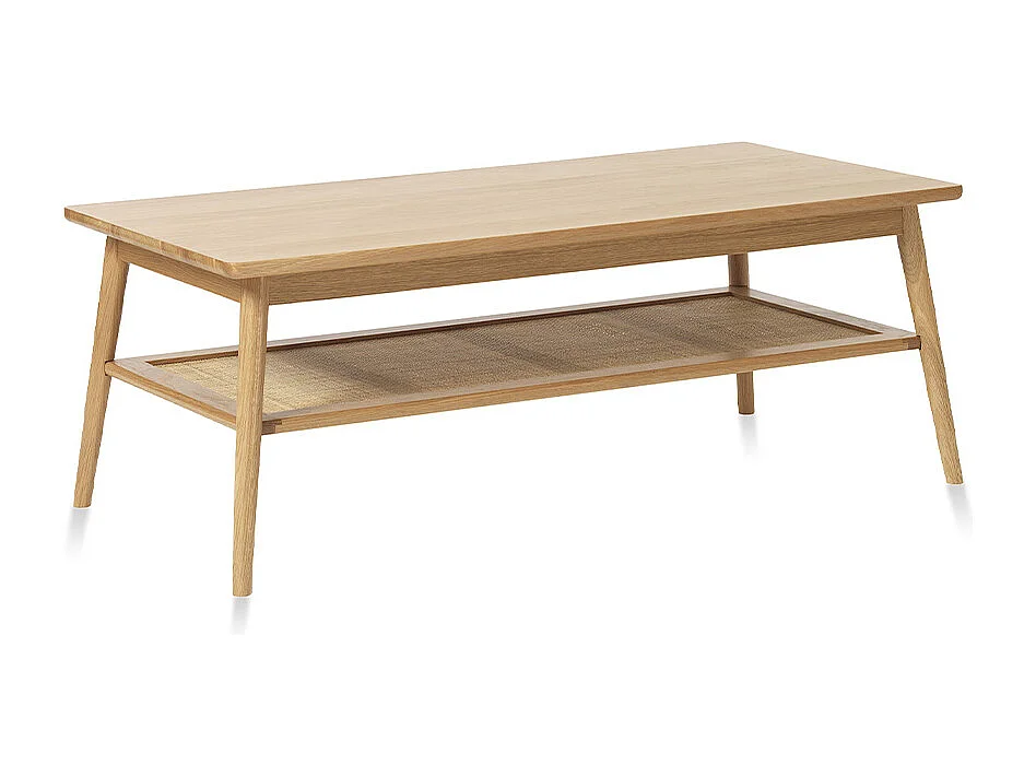 Table basse 2 plateaux 120 cm - Bois et rotin - CAPRI