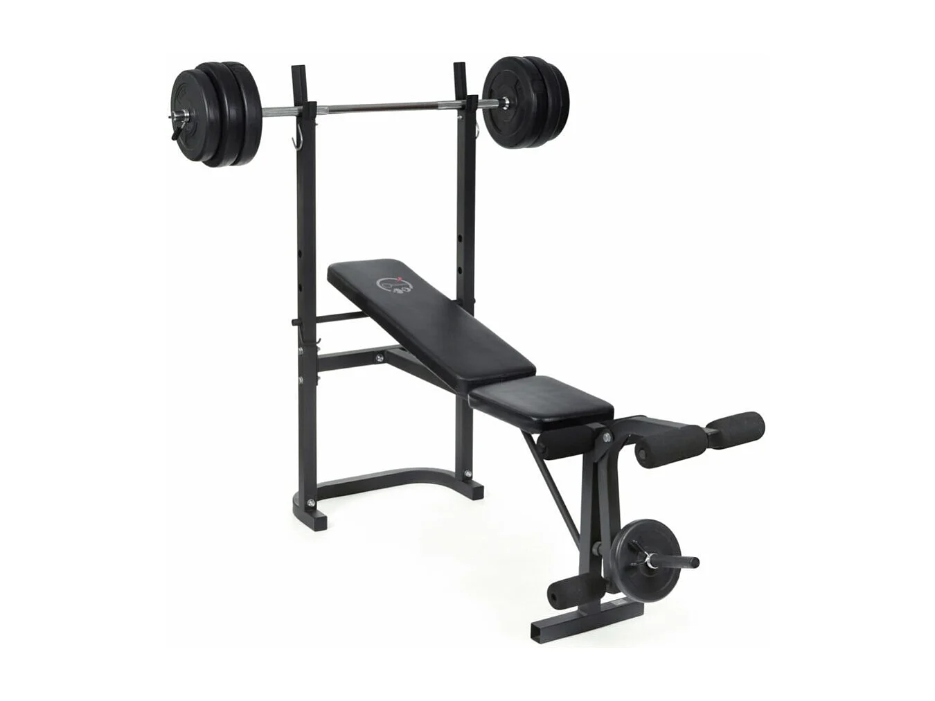 O'Fitness Gewichtsbank met stang + 20 Kg gewichten inbegrepen - - Ideaal voor lichaamsbeweging thuis